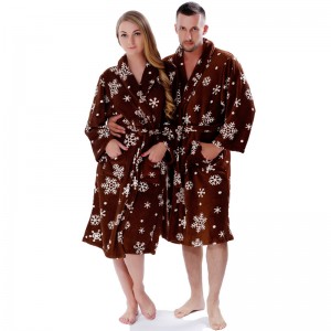 Adult Printed Fleece Robe Couple Pajamas