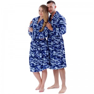 Adult Printed Fleece Robe Couple Sleepwear