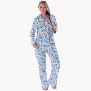 Women Printed Coral Fleece Pajama Set