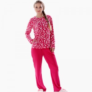 Women Printed Microfiber Fleece Pajama Set