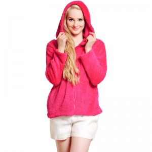 Women Snuggle Fleece Hot Pink Zipped Hooded Sweatshirt