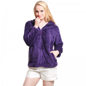 Women Snuggle Fleece Purple Zipped Hooded Sweatshirt