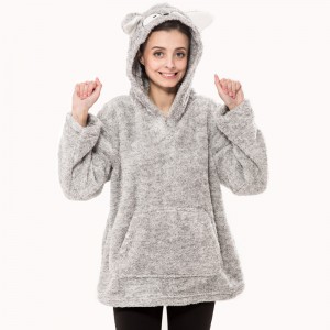 Women Snuggle Fleece Cationic Animal Hooded Sweatshirt