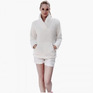 Women Snuggle Fleece Cream Sweatshirt